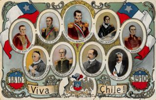 Chile,  1810 - 1910 Independence Souv Pc,  Images Of 9 People Involved In That Event