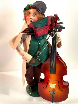 Byers Choice Carolers Musician Man Playing Double Bass Fiddle 2005