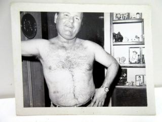 Vintage Photo Shirtless Hairy Chested Sexy Man Gay Interest B&w 3 - 3/8 " X 4 - 1/4 "
