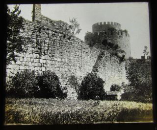 Glass Magic Lantern Slide Interior Of The Seven Towers Fortress C1900 Istanbul