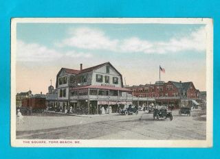 Vintage White Border Postcard - The Square,  York Beach,  Maine