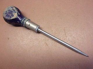 Vintage Unbranded Carpenters Scratch Awl 7 " Long Old Blue Paint Early Stanley?