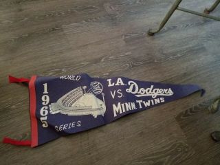 Vintage Pennant 1965 World Series L.  A Dodgers Vs.  Minn.  Twins