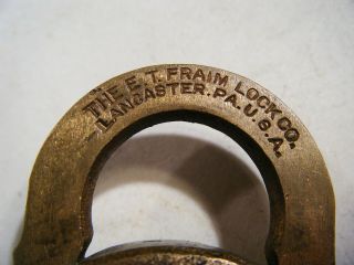 Vintage/Antique Brass E T Fraim lock railroad lock C.  G.  W.  SIGNAL NO KEY 4