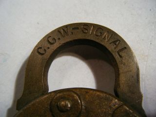 Vintage/Antique Brass E T Fraim lock railroad lock C.  G.  W.  SIGNAL NO KEY 5