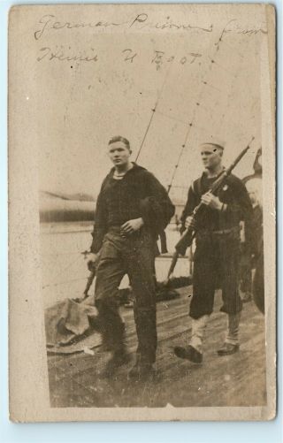 German Prisoner On U Boat Submarine Rppc Vintage Photo Postcard D91