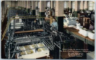 Philadelphia Pa Postcard " Section Of Bindery,  The Saturday Evening Post " 1920