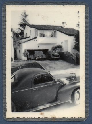 Vintage Snapshot Ca.  1942 Film Noir - Style 1939 Lincoln Zephyr Coupe At L.  A.  House