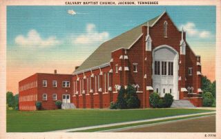 Jackson,  Tennessee,  Tn,  Calvary Baptist Church,  Linen Vintage Postcard G103