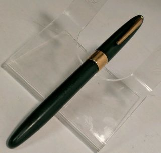 Vintage Sheaffer White Dot Green 14k Gold Neck Accents Fountain Pen 14k Nib