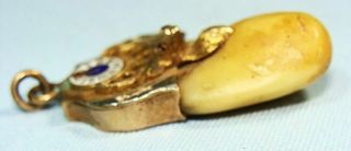 Vintage BPOE ELK Tooth Pendant,  10K gold with Ruby Eye 3