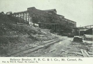 Mt Carmel Pennsylvania Coal Mining Reliance Breaker 1905 Undivided Postcard