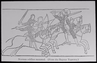 Glass Magic Lantern Slide Norman Soldiers C1900 Bayeux Tapestry Drawing