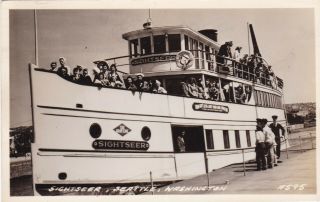 Sightseer Boat Seattle Washington Real Photo Postcard 1950 