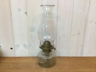 Antique Vintage Eagle Clear Glass Kerosene Oil Hurricane Lamp Made In Usa 13”