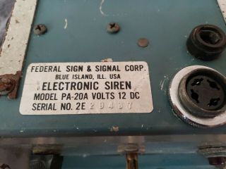 Vintage Federal Signal PA - 20A Interceptor Siren 7