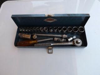 Vintage SK Wayne 23 Piece Tool Set in Blue Box 3/8 