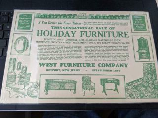 Oversized Keyport Jersey 1940s West Furniture Advertising Postcard Nj