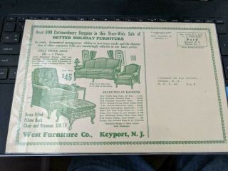 Oversized Keyport Jersey 1940s West Furniture Advertising Postcard NJ 2
