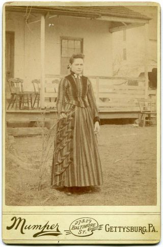 Young Woman Standing Outside Gettysburg Pa Pennsylvania House Cabinet Card Photo