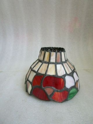Vintage Small Tiffany Style Leaded Stained Glass Lamp Shade Poppy Flower ⌀ 4.  75 "