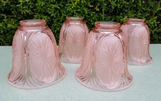 4 Vtg Pink Depression Glass Ceiling Lamp Shade/sconce/chandelier Replacement