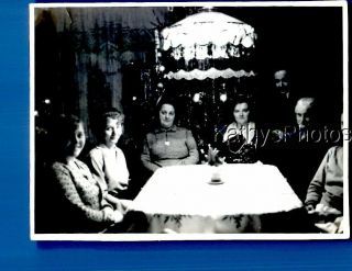 Found B&w Photo A_7385 Men And Women Sitting Around Table