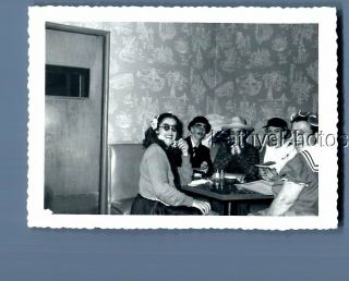 Found B&w Photo F,  6494 Men And Women In Costumes Sitting At Table