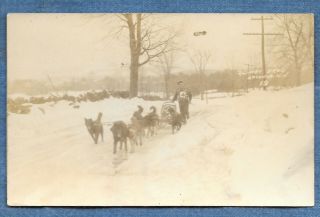 1919 Laconia Nh Sled Dog Racing Team Quimby Drug Sepia Real Rppc Undivided Back