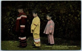 San Francisco Ca Postcard " Chinese Children,  Golden Gate Park " C1910s