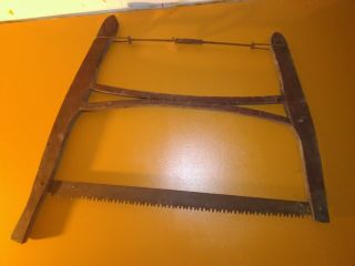 Antique Vintage Wood Crosscut Buck Bow Saw 28” Blade Hardware Obo