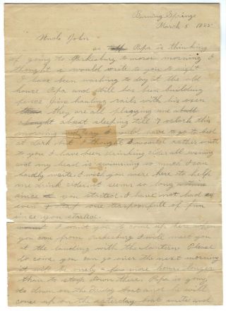 Burning Springs,  Wirt Co,  Wv 2 Page 1885 Letter To John Clarke With Good Content
