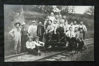 C.  1910 Chicago Milwaukee St.  Paul Railway Railroad Train Workers Pump Cart Rppc