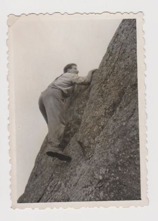Abstract Photo Man Guy Climbs On Steep Rock Vintage Orig Photo (52539)