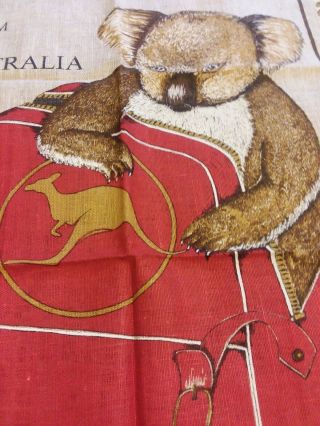 VINTAGE Tea Towel Linen Australian Koala Bears Fast Colours Qantas Travel 4