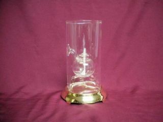 6” Tall Wolfard Crystal Glass Oil Candle Lamp,  Wick,  Brass Base Hand Blown