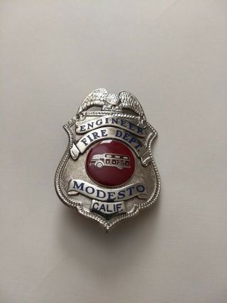 Collectible Fire Badge Modesto California Engineer