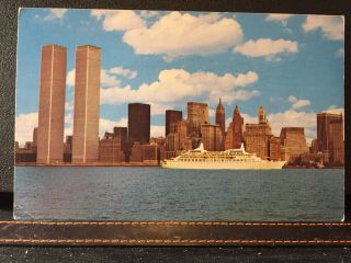 Vintage York Postcard With Twin Towers World Trade Center Unposted