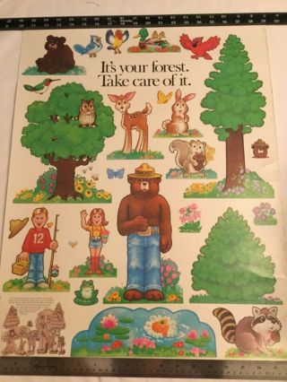 Vintage Smokey The Bear Forest Service Poster Children’s Cut - Out Stand Up Htf’79