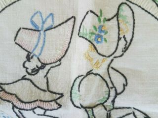 VTG Southern Belle Embroidered Linen Pillow Cover Lace Trim Case Design 5