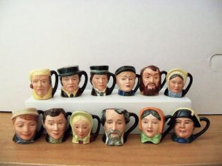 Royal Doulton Character Jug Dickens Commemorative Tinies Set/12 W/display Stand