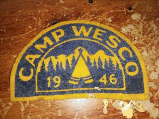 Vintage Boy Scout Patch Bsa Boy Scout Camp Wesco 1946 Felt