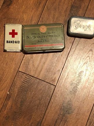 Boy Scout Bauer & Black Official First Aid Kit Band Aid Box And Soap Container