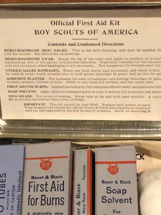 Boy Scout Bauer & Black Official First Aid Kit Band Aid Box And Soap Container 4