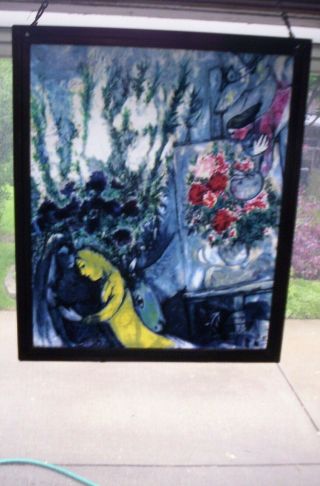 Glassmasters Anniversary Flowers By Marc Chagall Framed Stained Glass