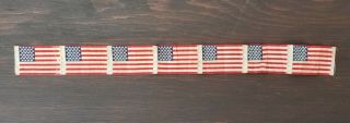 36 Star Flag - Civil War Era - Row Of 7 - American Silk Label Mfg.  Co.  Ny