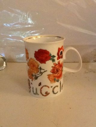 Gucci Fine Bone China Coffee Mug Made In England Flowers