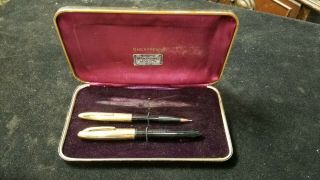 Vintage W.  A.  Sheaffer Fountain Pen Mechanical Pencil Set W/ Box 14k Nib