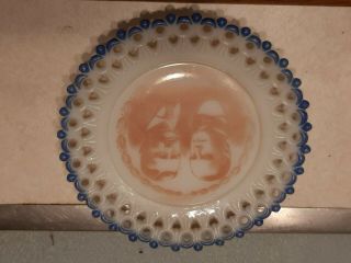 Mckinley Roosevelt Jugate Milk Glass Plate 1900 Presidential Campaign Vgc