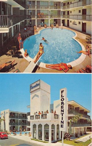 Myrtle Beach South Carolina 1960s Postcard Florentine Motor Inn Swimming Pool